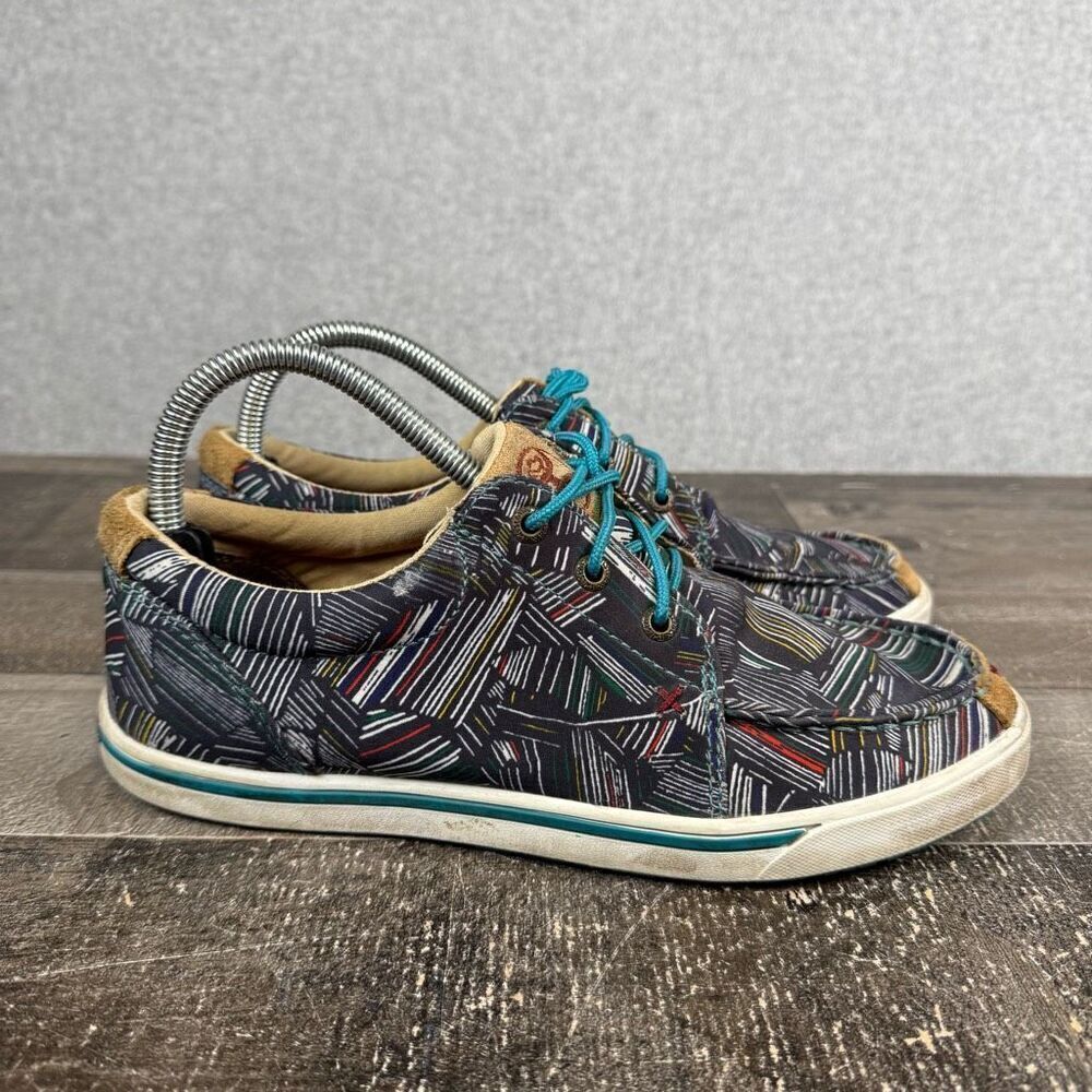 Twisted by Hooey Womens Size 7.5M Geometric Print Sneakers Shoes Gray Lace Up